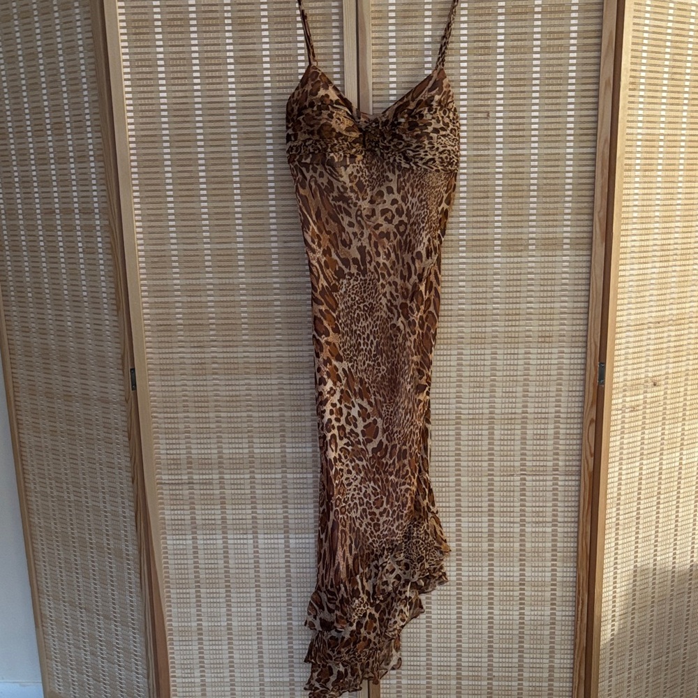 Mixit Vintage Silk Leopard Print Spaghetti Strap Dress